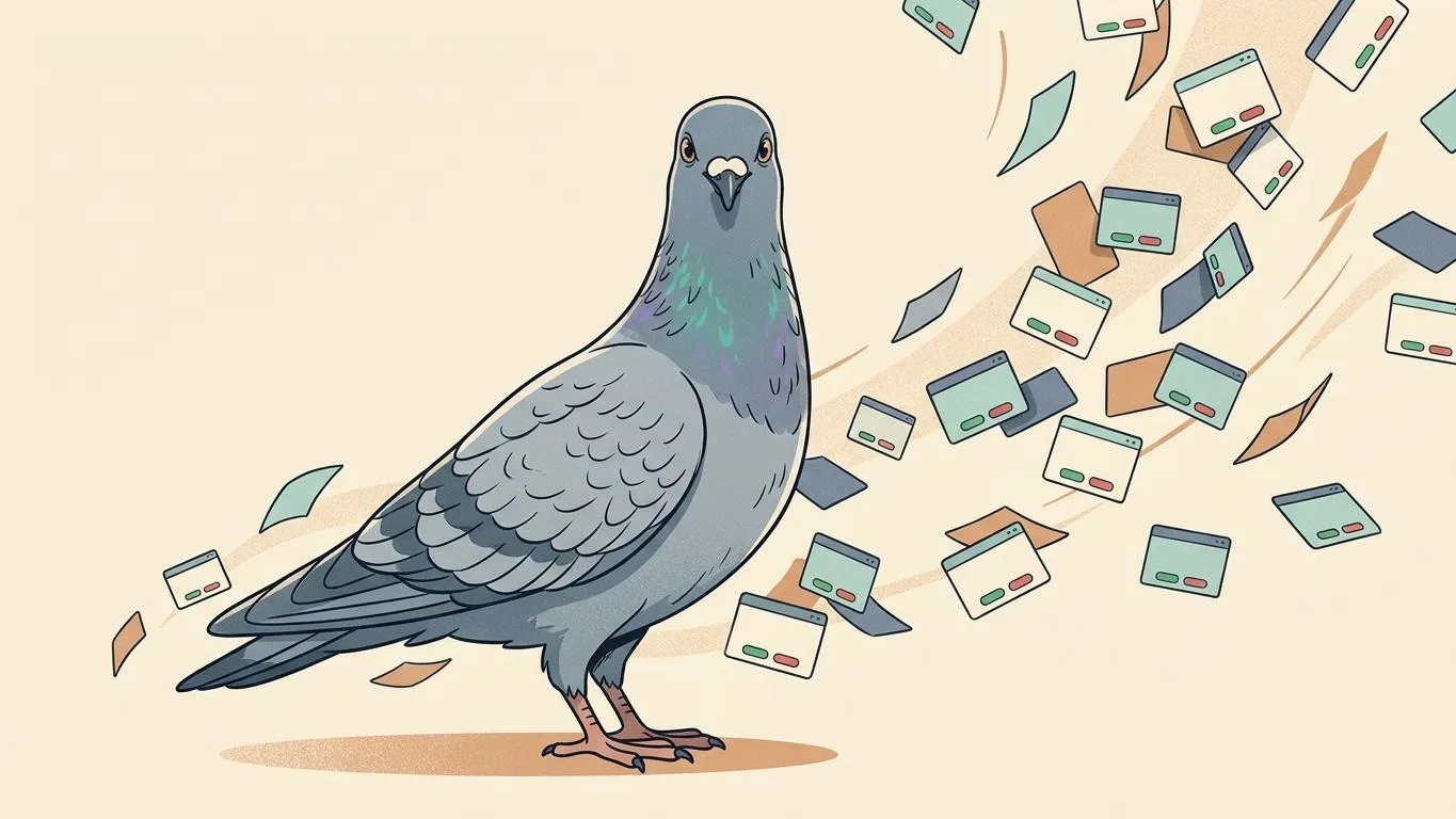 Abstraktes Titelbild zu Die Taube sieht besser