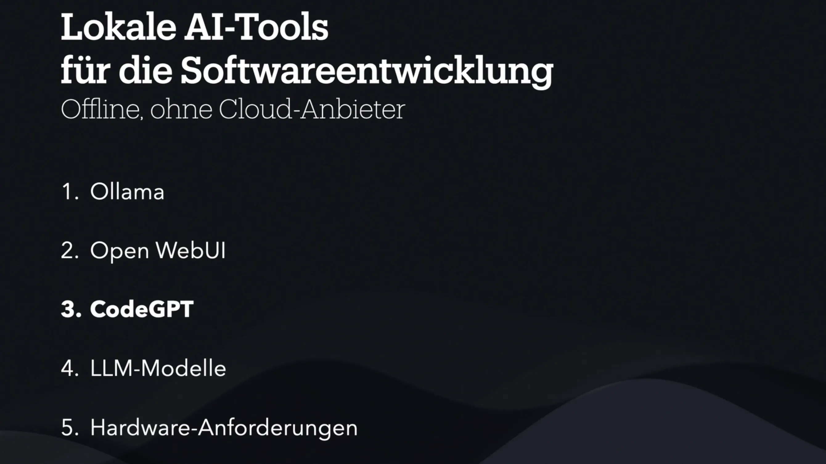 Abstraktes Titelbild zu Lokale KI-Entwicklung: Drei Tools, kein Cloud-Konto