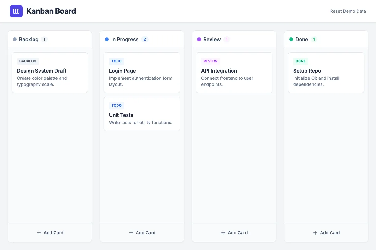 Gemini 3 Pro Kanban Board